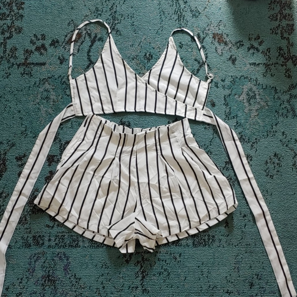 Black and white bralette top and shorts